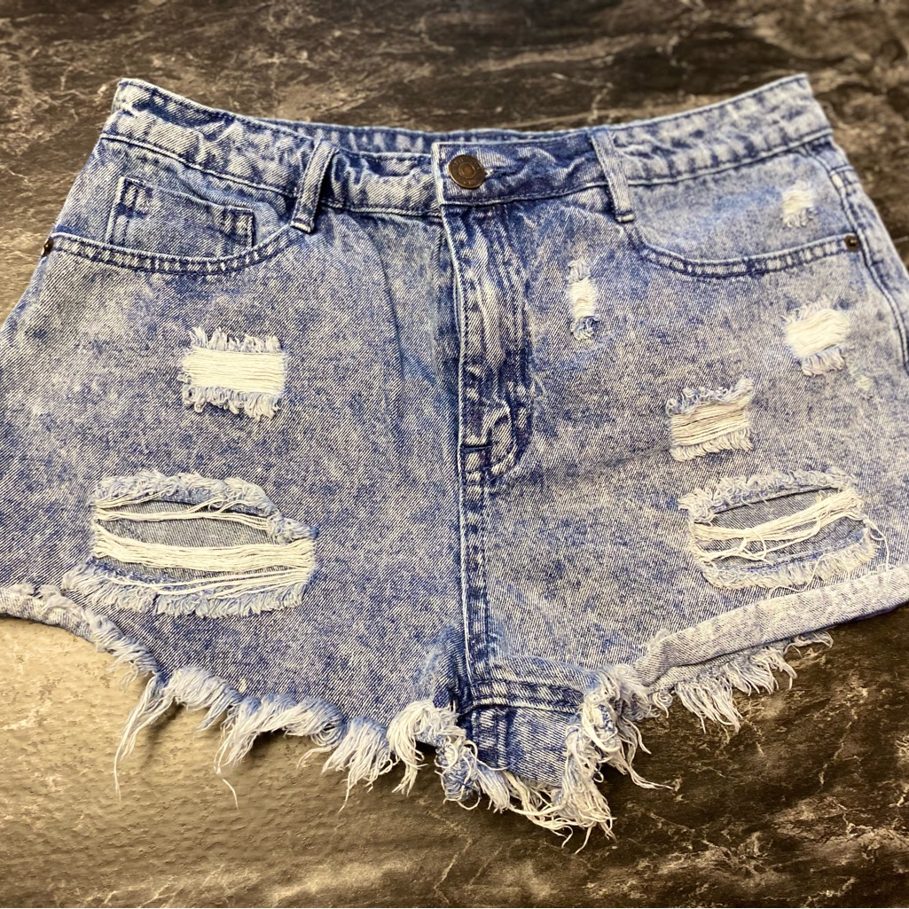 Forever 21 Blue Distressed Jean Shorts